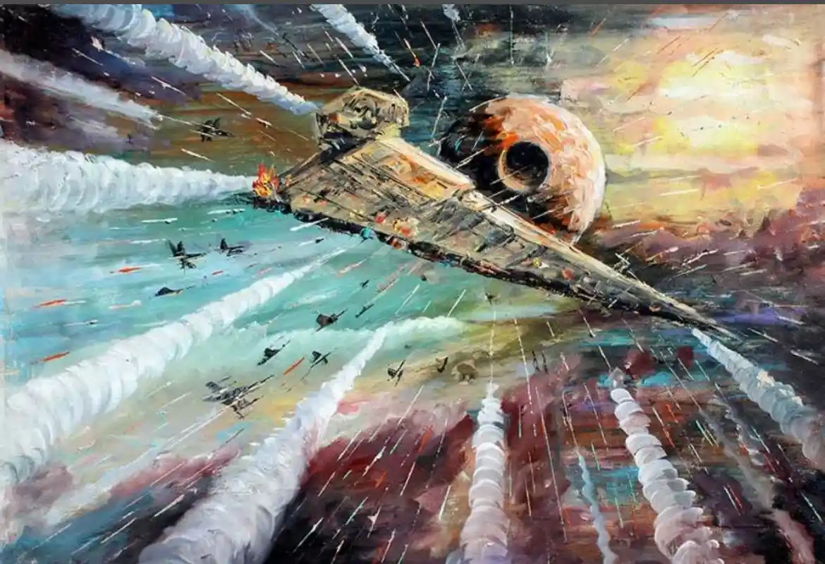 My Artistic Take on a Star Destroyer in Oil Paint