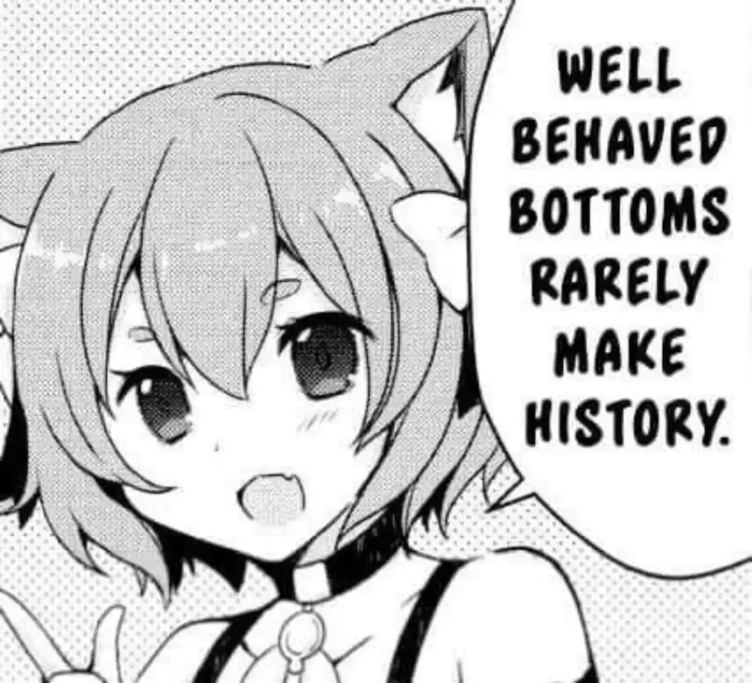 A black-and-white manga panel shows a young anime girl with cat ears, short hair, and a surprised expression, wearing a…