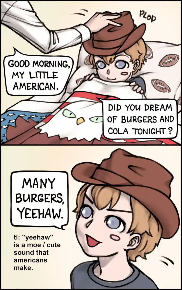 A two-panel comic shows a person in a cowboy hat being gently woken by a hand placing the hat on their head. An eagle-shaped…