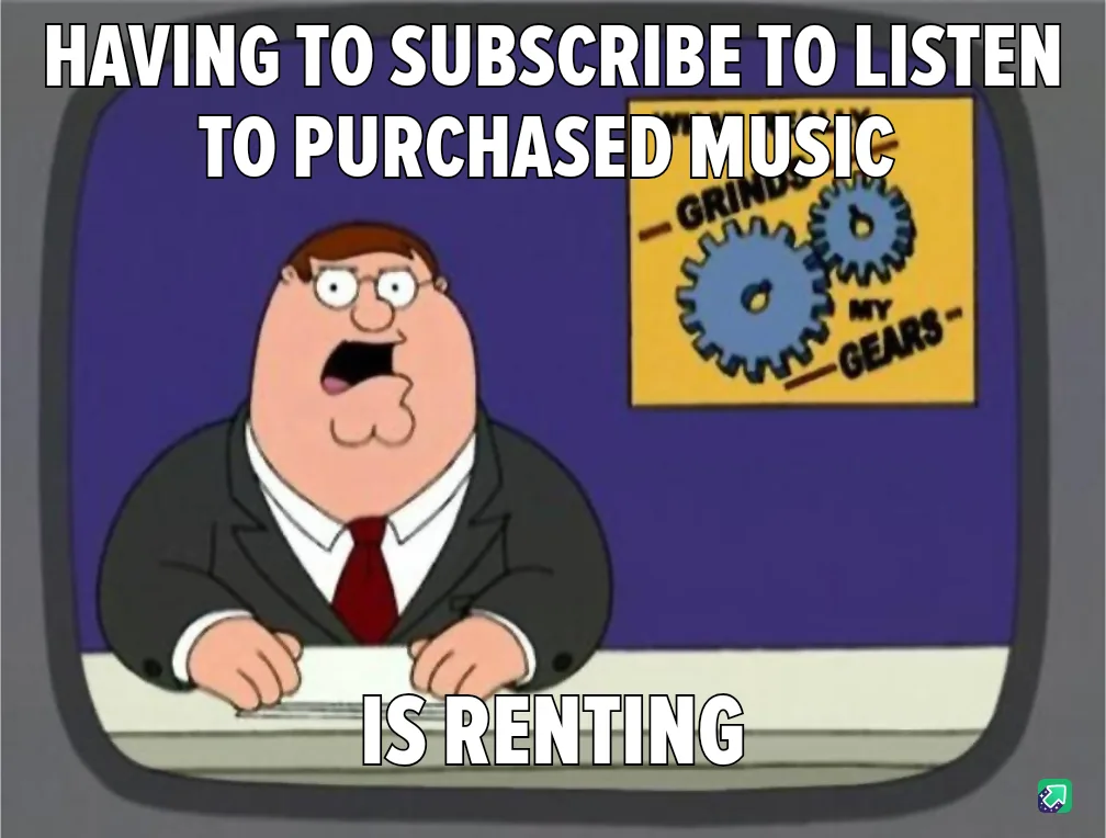 A cartoon man in a suit and red tie sits at a desk with a shocked expression, overlaid with the text 'HAVING TO SUBSCRIBE TO…