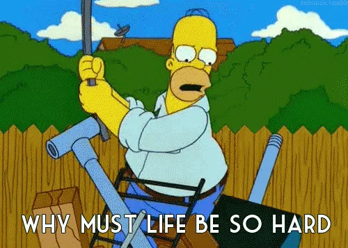 The image shows Homer Simpson in four panels, each depicting him using an exercise machine with increasing levels of…
