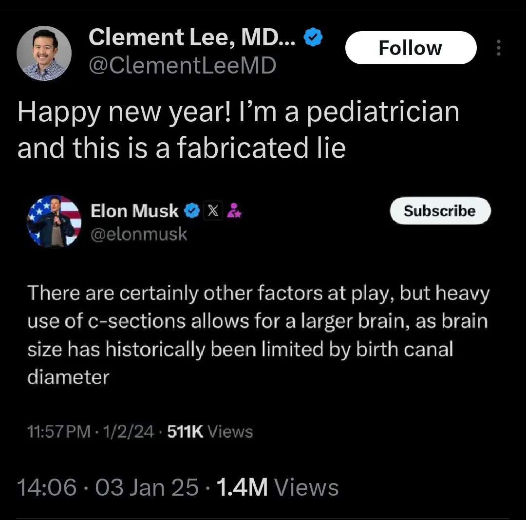 The image shows a screenshot of a social media post by 'Clement Lee, MD' who claims the post below is a 'fabricated lie'…