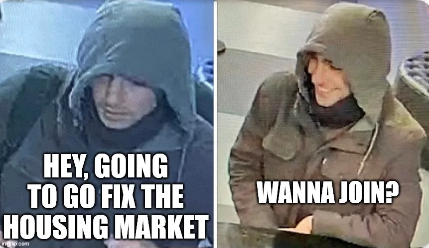 Two side-by-side security camera images show a person in a hooded jacket. Left panel: person looks serious with text 'HEY…