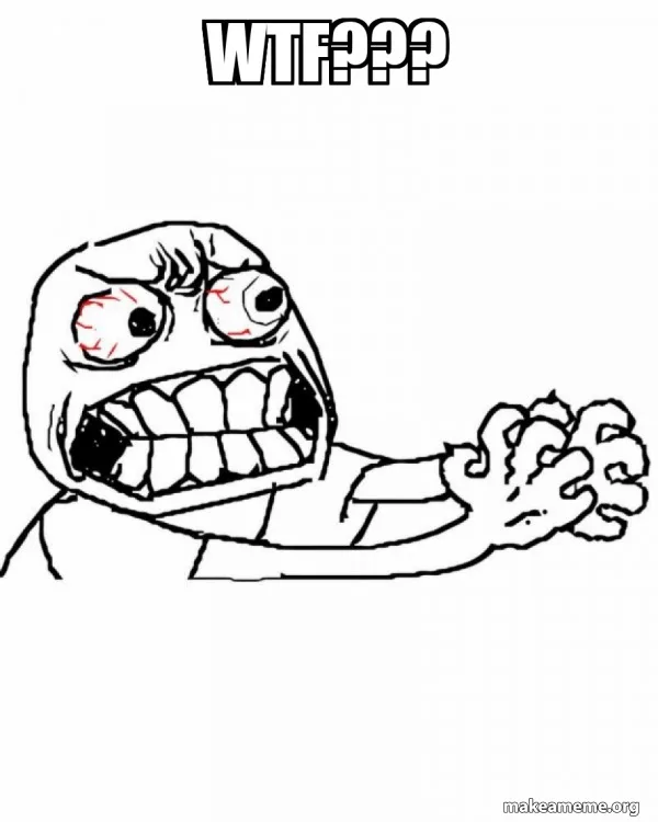 A black-and-white cartoon drawing of a character with wide, bloodshot eyes, gritted teeth, and a clenched fist, expressing…