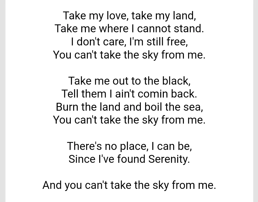 The image displays black text on a plain white background, showing lyrics from the song 'Take Me Out to the Ball Game' with…