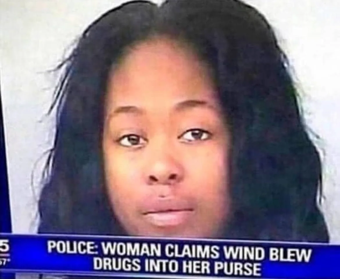 A mugshot of a woman with dark, wavy hair and a neutral expression is shown. A blue news banner at the bottom reads 'POLICE…