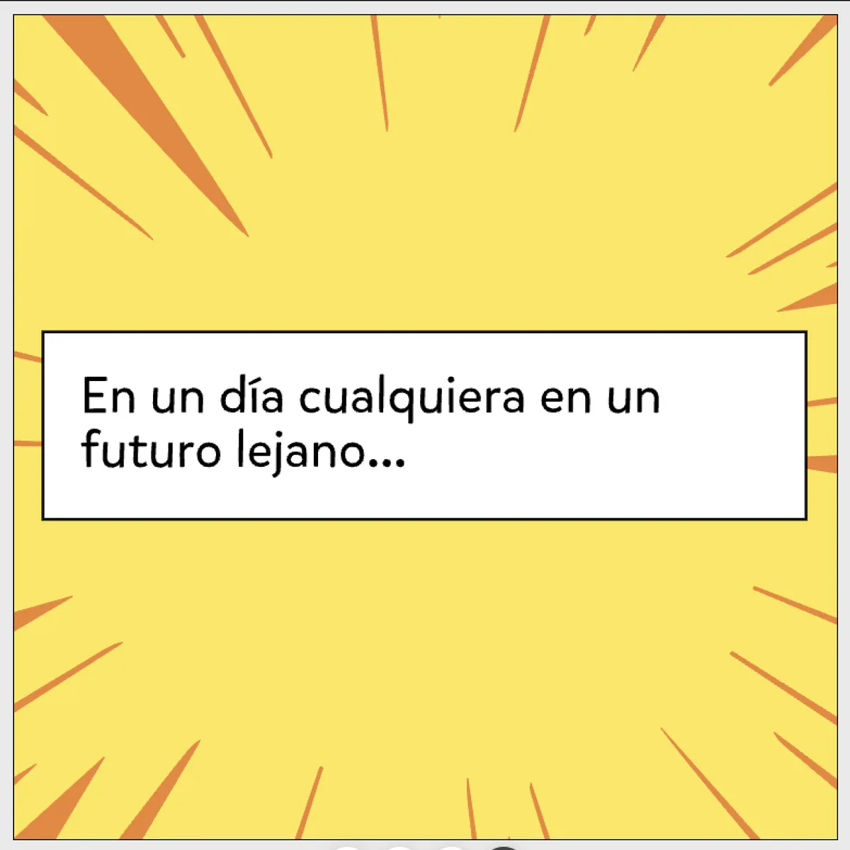 A bright yellow background with orange sunburst rays radiating outward, featuring a white rectangular text box centered with…