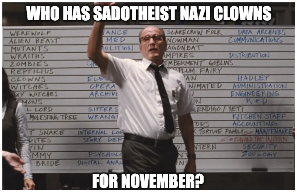 A Darkly Humorous Take on Sadotheist Nazi Clowns