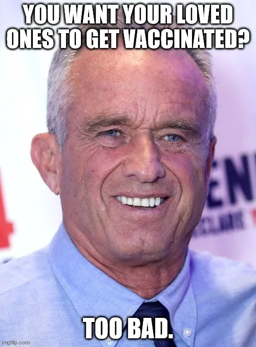 A close-up photo of a smiling older man with gray hair wearing a light blue shirt and dark tie. White bold text at the top…