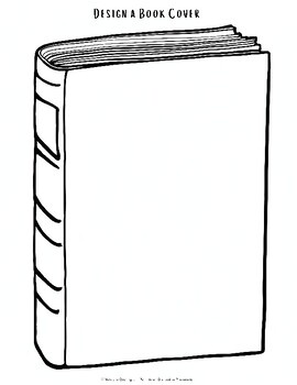A black-and-white line drawing of a blank book cover with the text 'DESIGN A BOOK COVER' written above it. The book is shown…