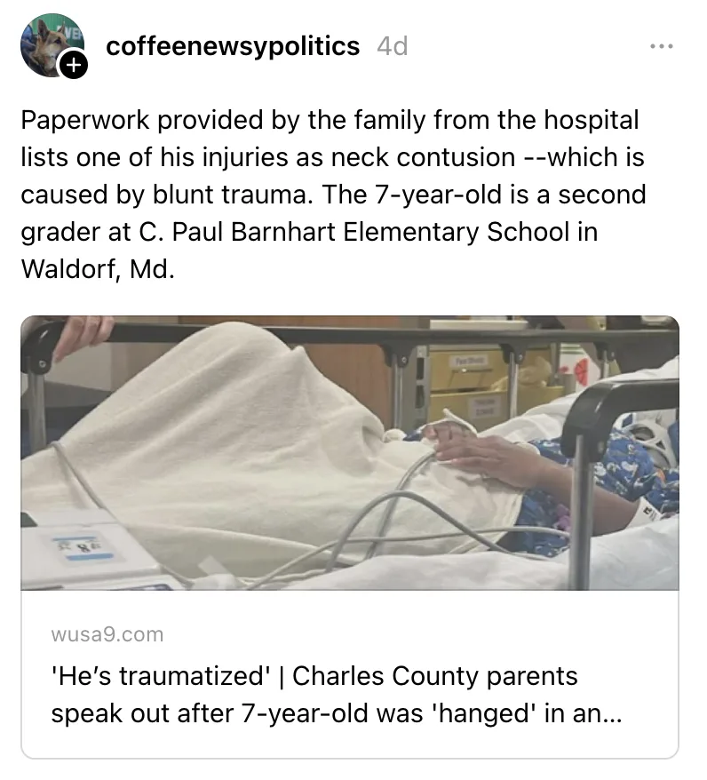 A 7-year-old child lies in a hospital bed, partially covered by a white blanket, with medical equipment and wires visible…