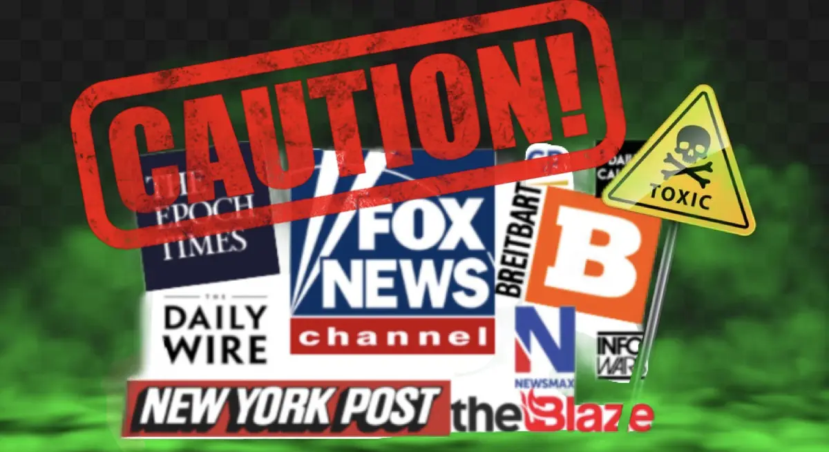 A collage of logos from conservative media outlets including Fox News, The Epoch Times, Breitbart, The Daily Wire, Newsmax…
