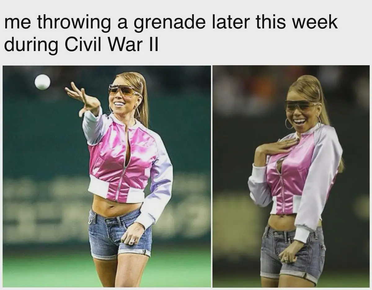 The image shows a split-screen of a woman in a pink and white bomber jacket and denim shorts, throwing a white ball in the…