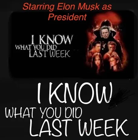 The image is a meme combining the movie poster for 'I Know What You Did Last Week' with text overlaying it. The top text…