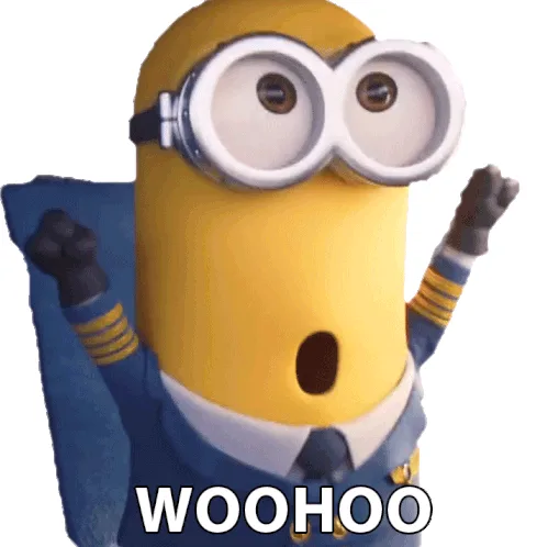 Six panels show a yellow Minion character with large goggles, a blue cape, and a surprised expression, arms raised in…