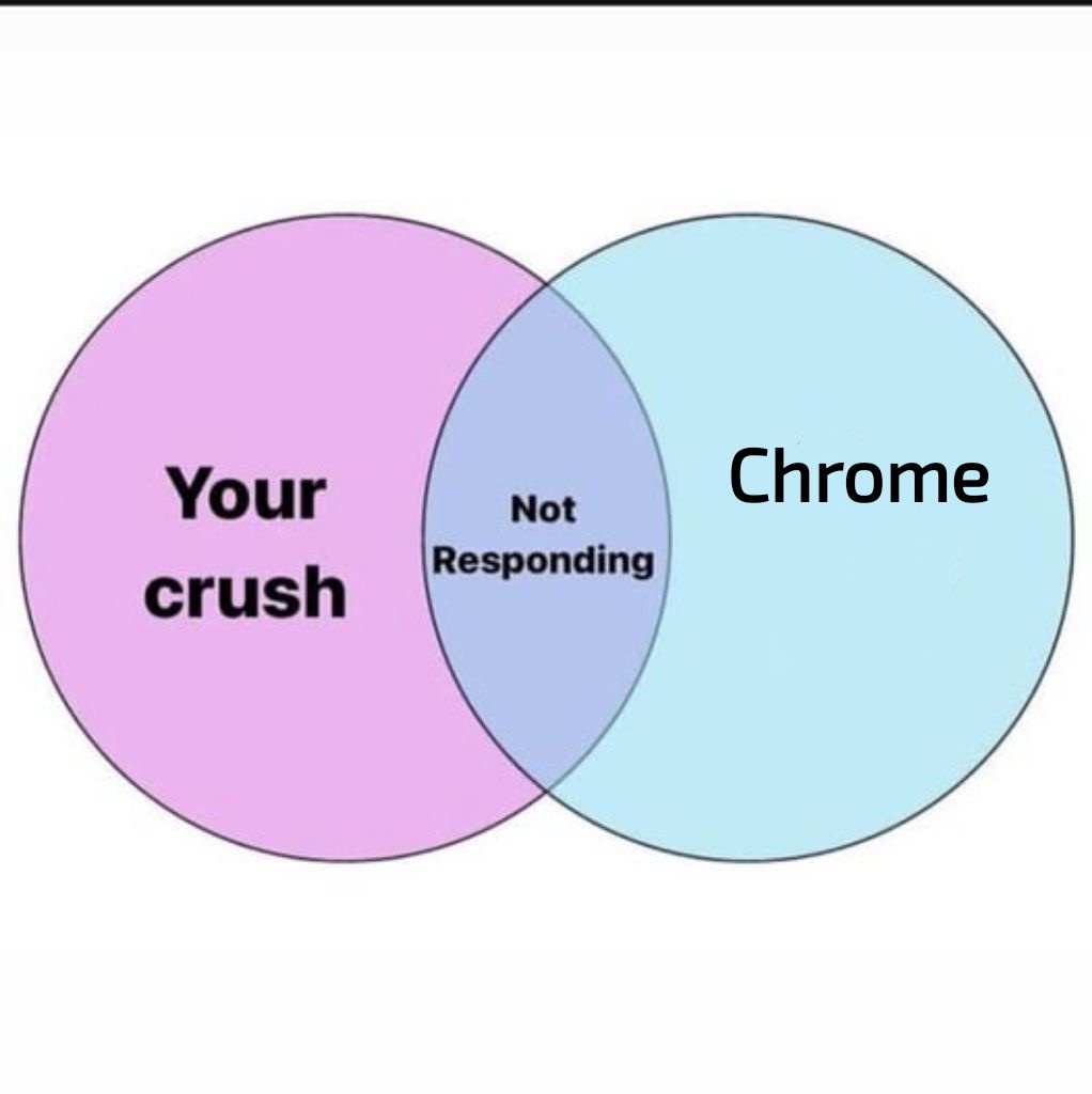 A Venn diagram with two overlapping circles: the left pink circle labeled 'Your crush' and the right light blue circle…