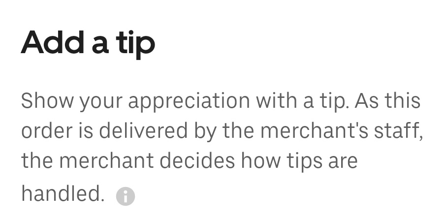 A screenshot of a digital interface with the heading 'Add a tip' and the subtext 'Show your appreciation with a tip. As this…