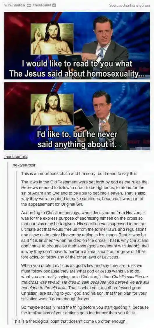 The image is a two-panel meme featuring a man in a suit holding a Bible, with a picture of Jesus in the top left corner. In…