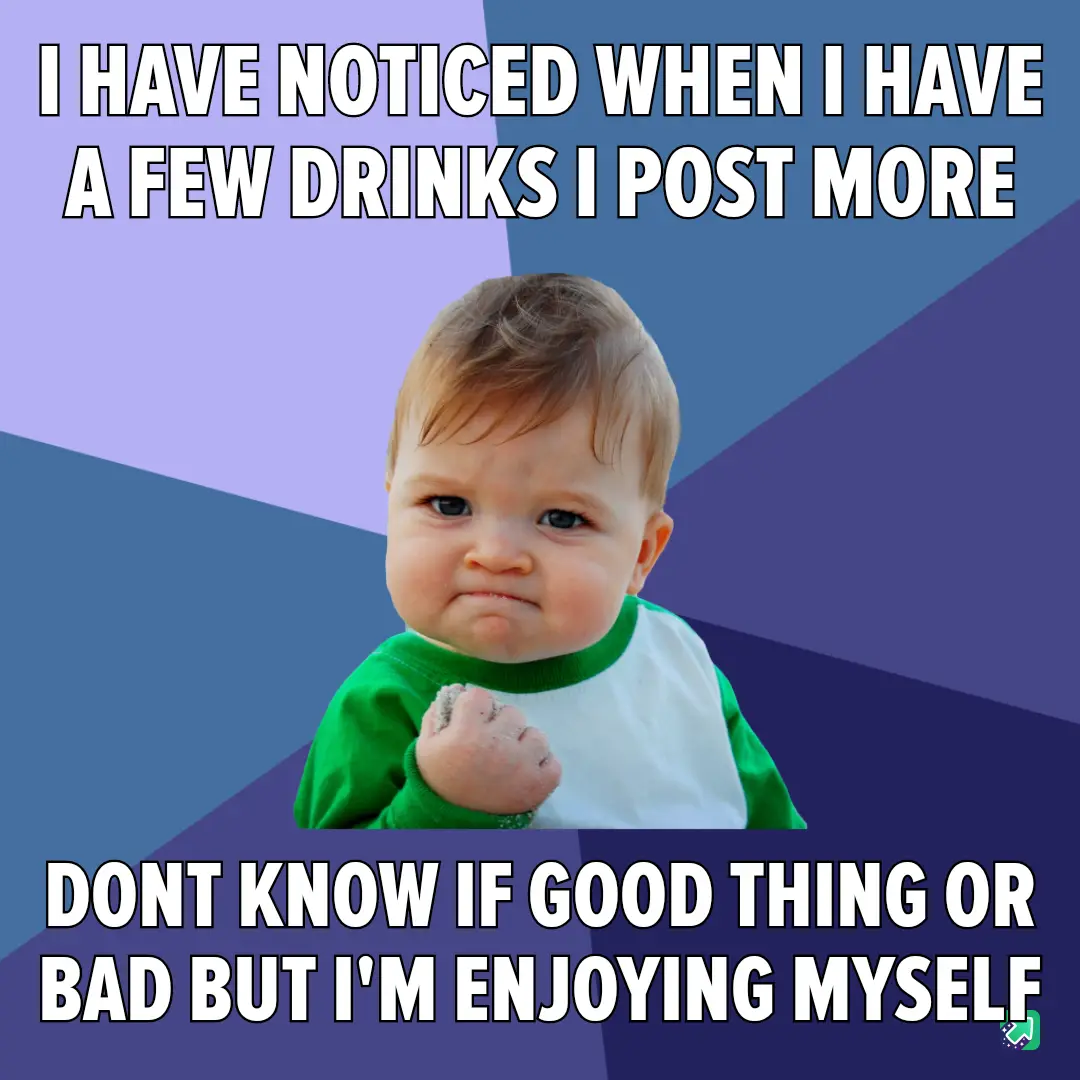 A baby with a smug, self-satisfied expression, wearing a green and white shirt, is overlaid with text stating that the…