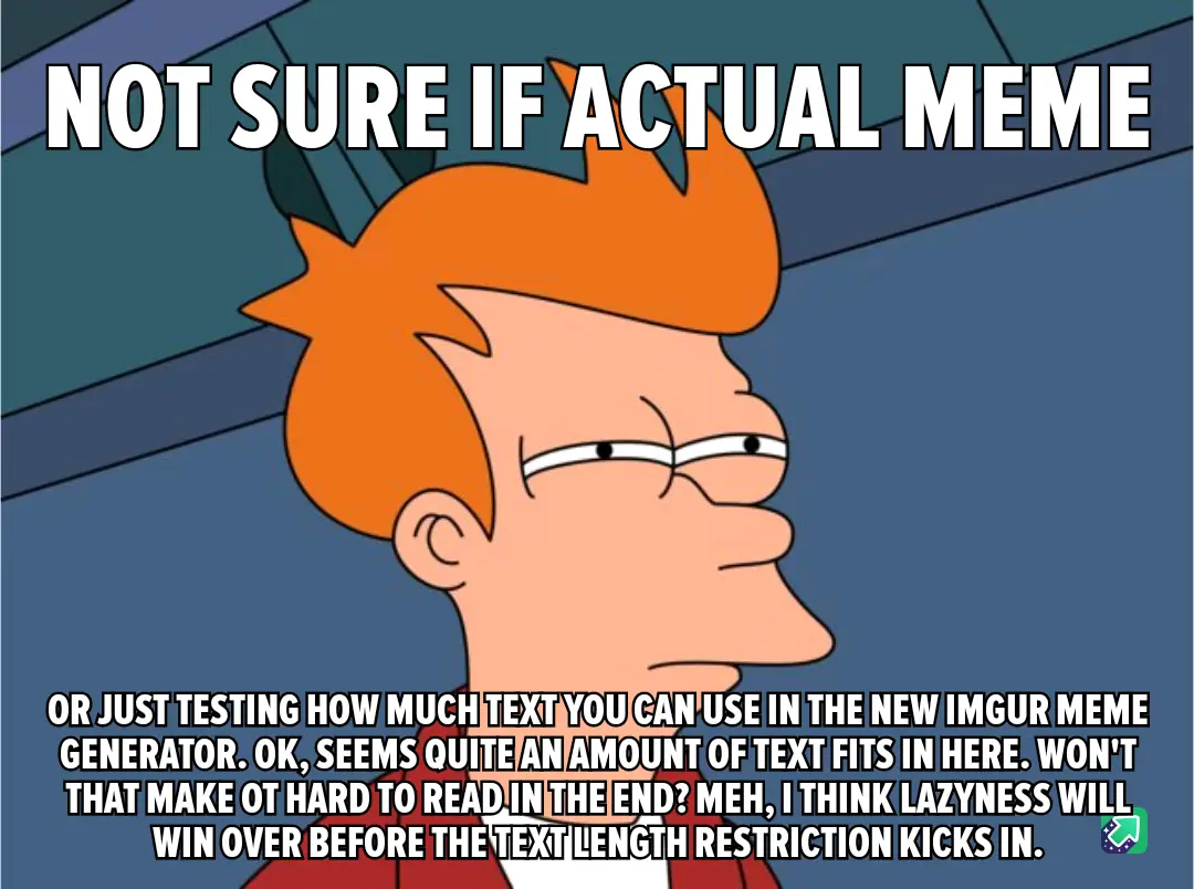 The image shows a side profile of the animated character Fry from Futurama, looking skeptical. Overlaid text at the top…