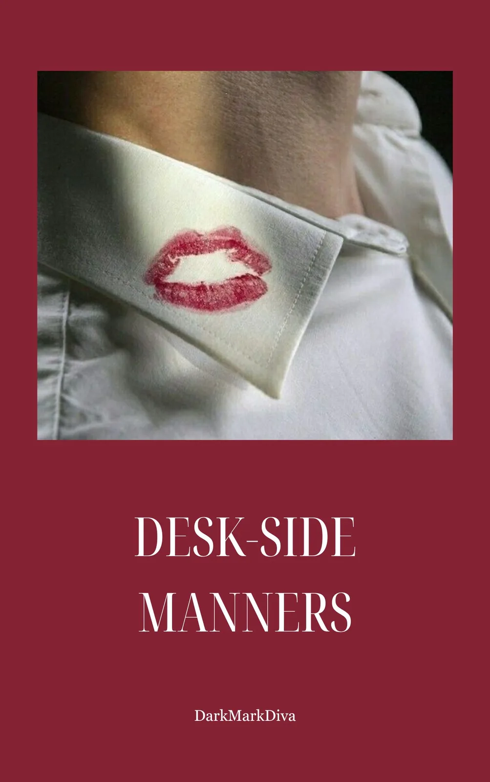 A close-up image shows a red lipstick mark on the collar of a white dress shirt worn by a person. Below the image, the text…