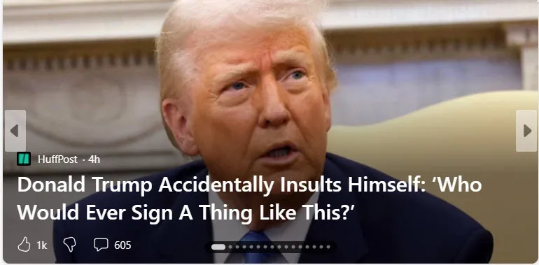 A still image of Donald Trump looking surprised or confused, overlaid with the text 'Donald Trump Accidentally Insults…