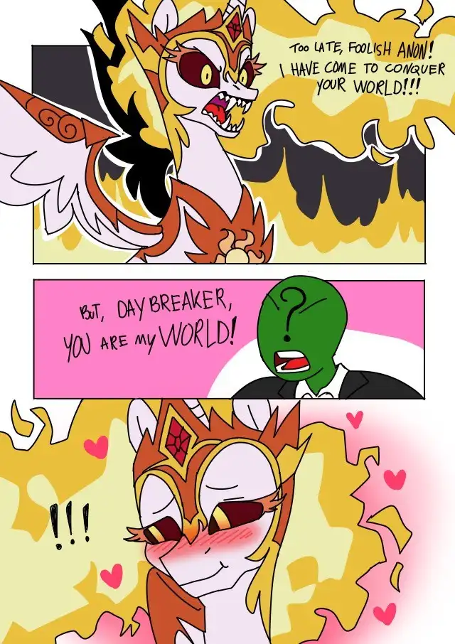 A three-panel comic strip featuring a fiery, dragon-like anime character declaring war on 'foolish anon' in the first panel…
