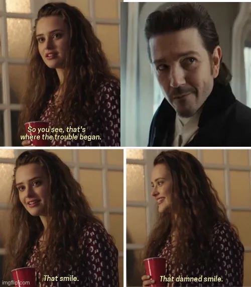 A four-panel meme from the TV show 'Penny Dreadful' featuring actress Keeley Hawes as a character holding a red cup. The…