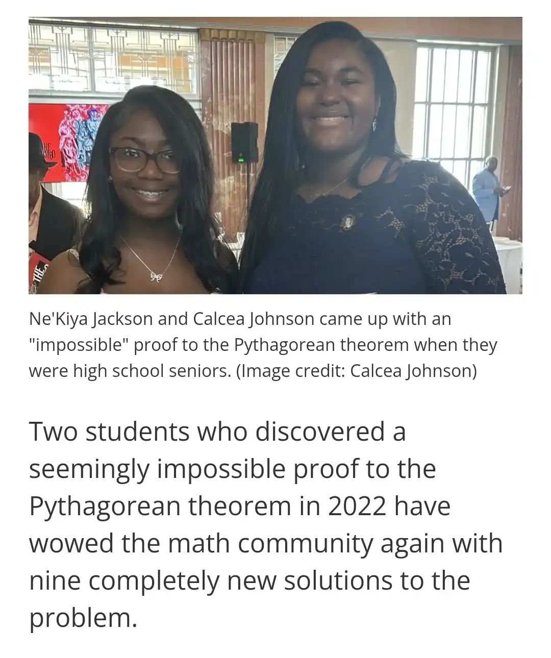 Ne'Kiya Jackson and Calcea Johnson's Incredible High School Proof of the Pythagorean Theorem