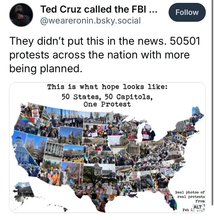 A collage map of the United States made from photos of protests at state capitols, overlaid with the text 'This is what hope…