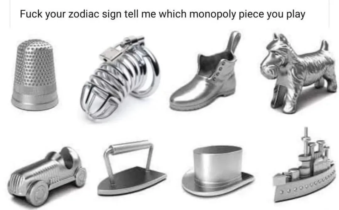 The image displays eight silver-colored Monopoly game pieces arranged in two rows against a white background. The top row…