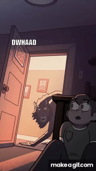 A three-panel comic strip shows a terrified boy sitting in a dark room as a monstrous wolf-like creature emerges from a…
