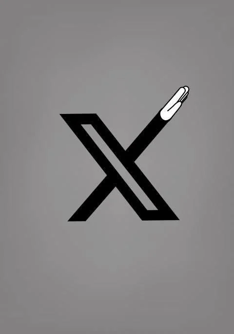 A minimalist image shows a black, stylized letter 'X' on a gray background, with a white cigarette butt inserted into the…