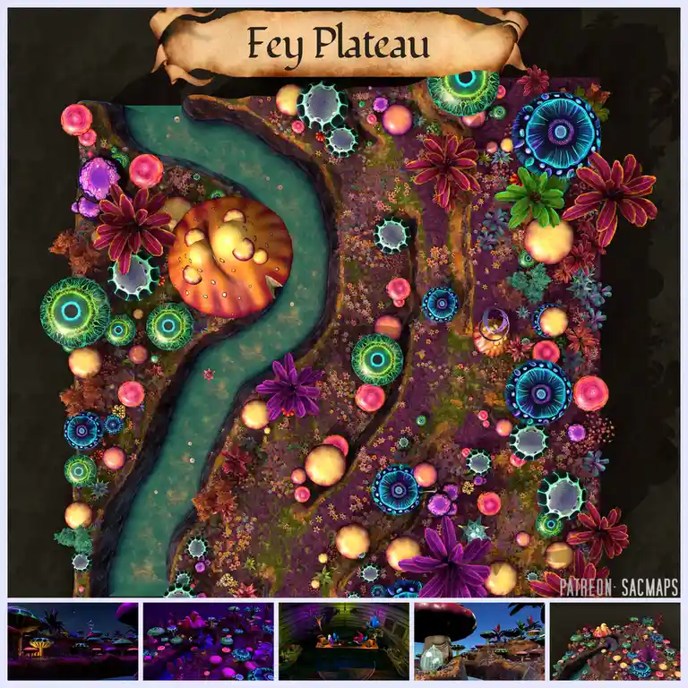 Explore the Fey Plateau with Free DnD and TTRPG Maps
