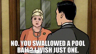A comic strip panel shows a man in a suit facing a woman in an orange dress and pearls. The woman asks the man if he…