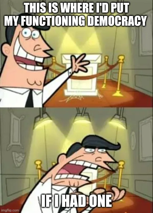 Two-panel cartoon meme featuring a man in a white shirt and tie. In the top panel, he smiles broadly while gesturing toward…