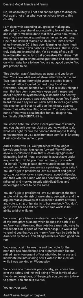 An Open Letter to My MAGA Family Members