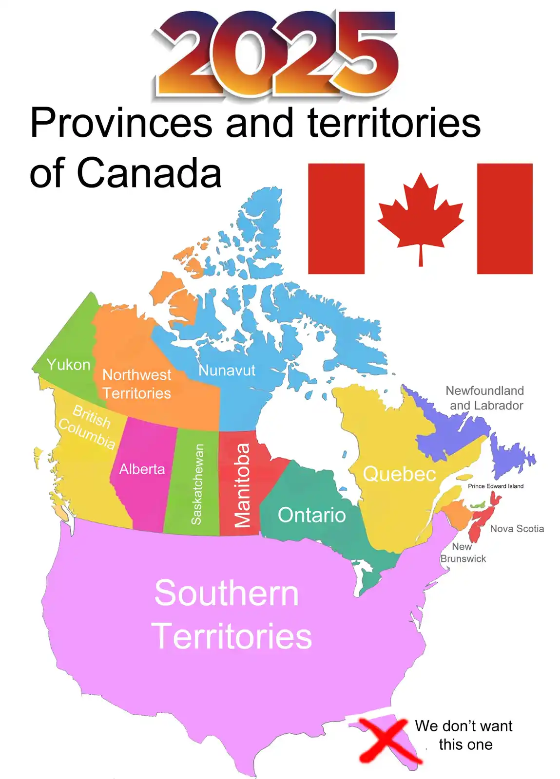 A map labeled '2025 Provinces and territories of Canada' shows the actual Canadian provinces and territories, but the lower…