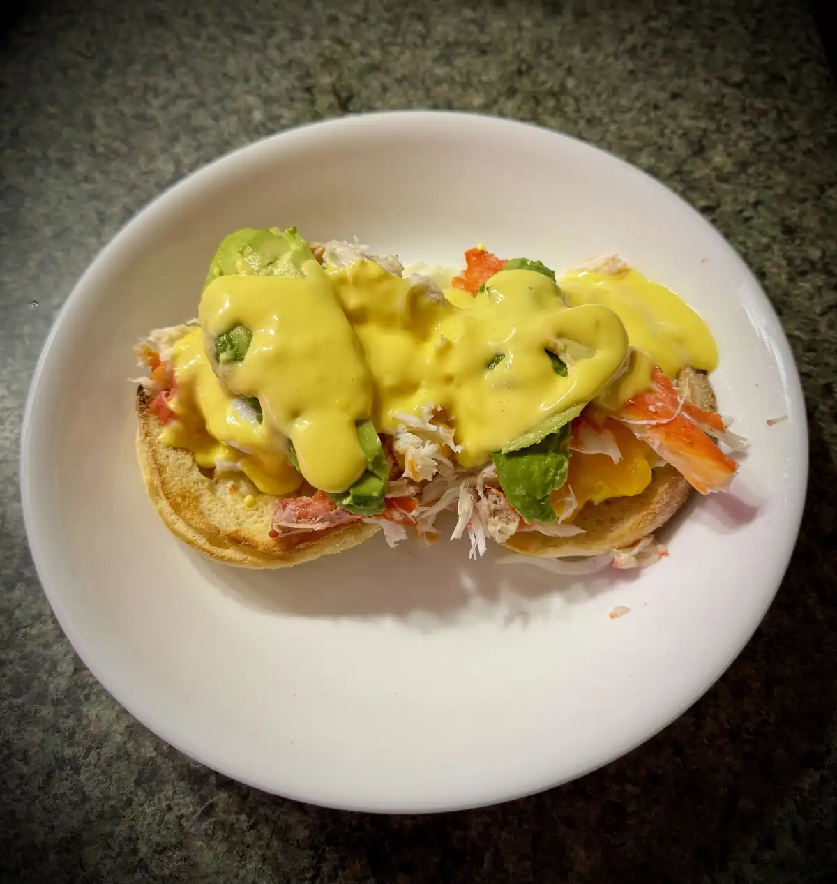 Indulging in King Crab and Avocado Benedicts for a Festive Christmas Breakfast