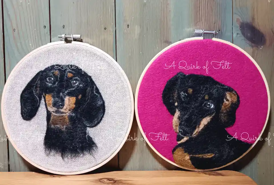 Needle-Felted Portrait of a Dachshund Pet