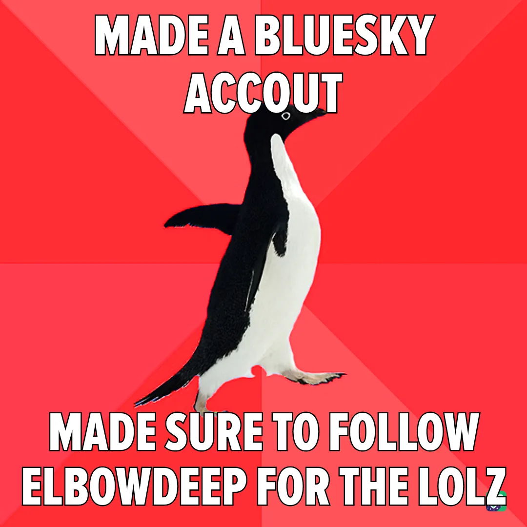 A black-and-white penguin stands upright against a red background with diagonal stripes. The text at the top reads 'MADE A…