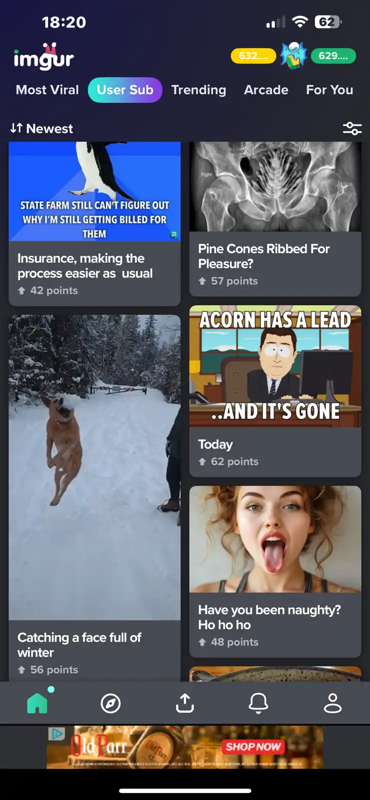 A screenshot of the Imgur mobile app showing a grid of memes, including one featuring a cartoon man in a suit at a desk with…