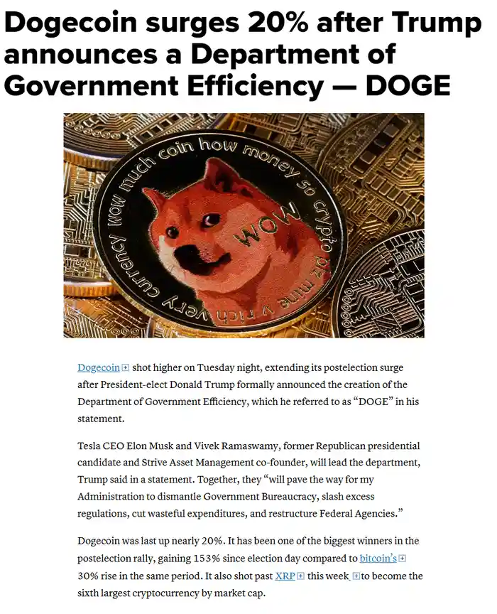 The image shows a close-up of a physical Dogecoin featuring the Shiba Inu dog with the word 'WOW' and the phrase 'how much…