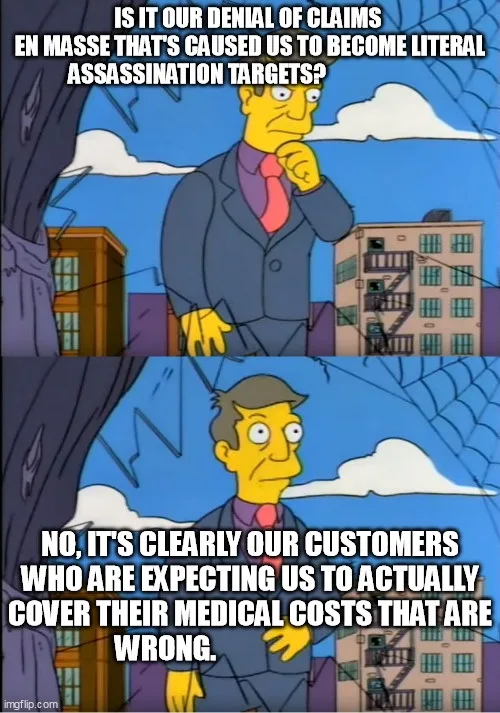 The image is a two-panel meme featuring the character Mr. Burns from The Simpsons. In the top panel, he looks thoughtful…