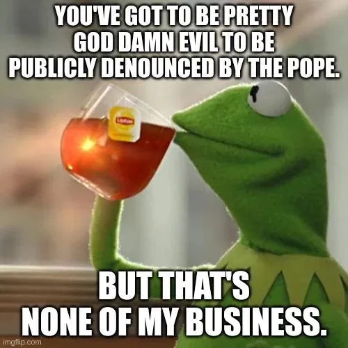 A green frog puppet, Kermit the Frog, is shown sipping tea from a clear glass cup with a Lipton tea bag visible. He has a…