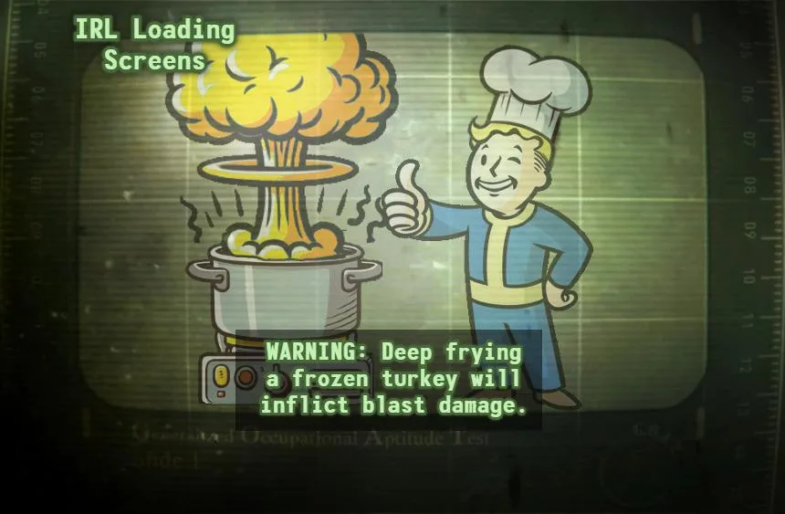 A cartoon image of the Fallout mascot, a smiling man in a chef's hat, giving a thumbs-up next to a pot on a stove. A massive…