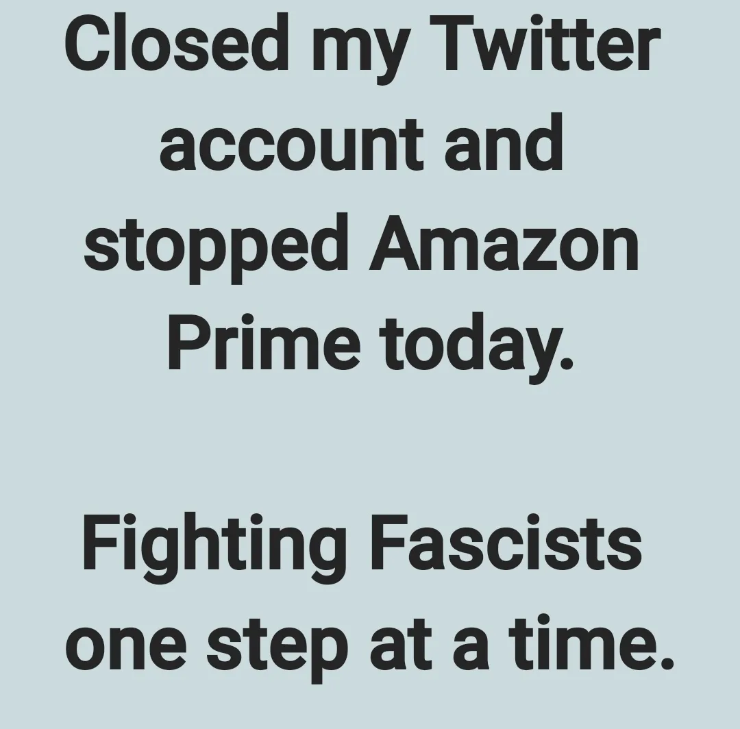 The image features a plain light blue background with bold black text. The top text reads 'Closed my Twitter account and…