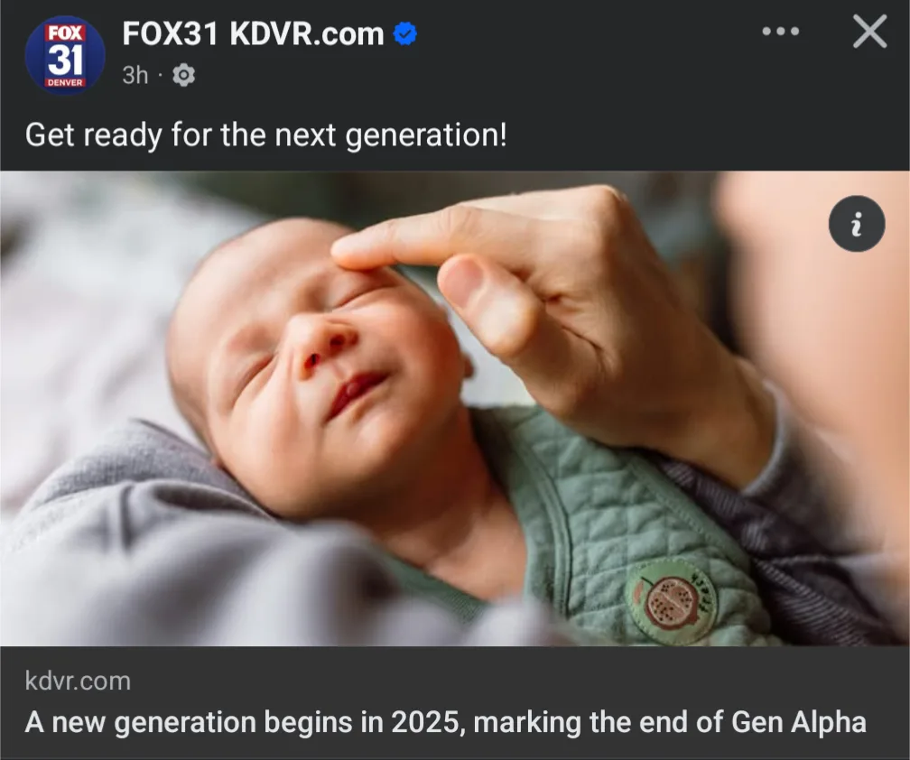 A screenshot of a FOX31 KDVR.com social media post shows a close-up of a sleeping newborn baby wearing a green quilted…