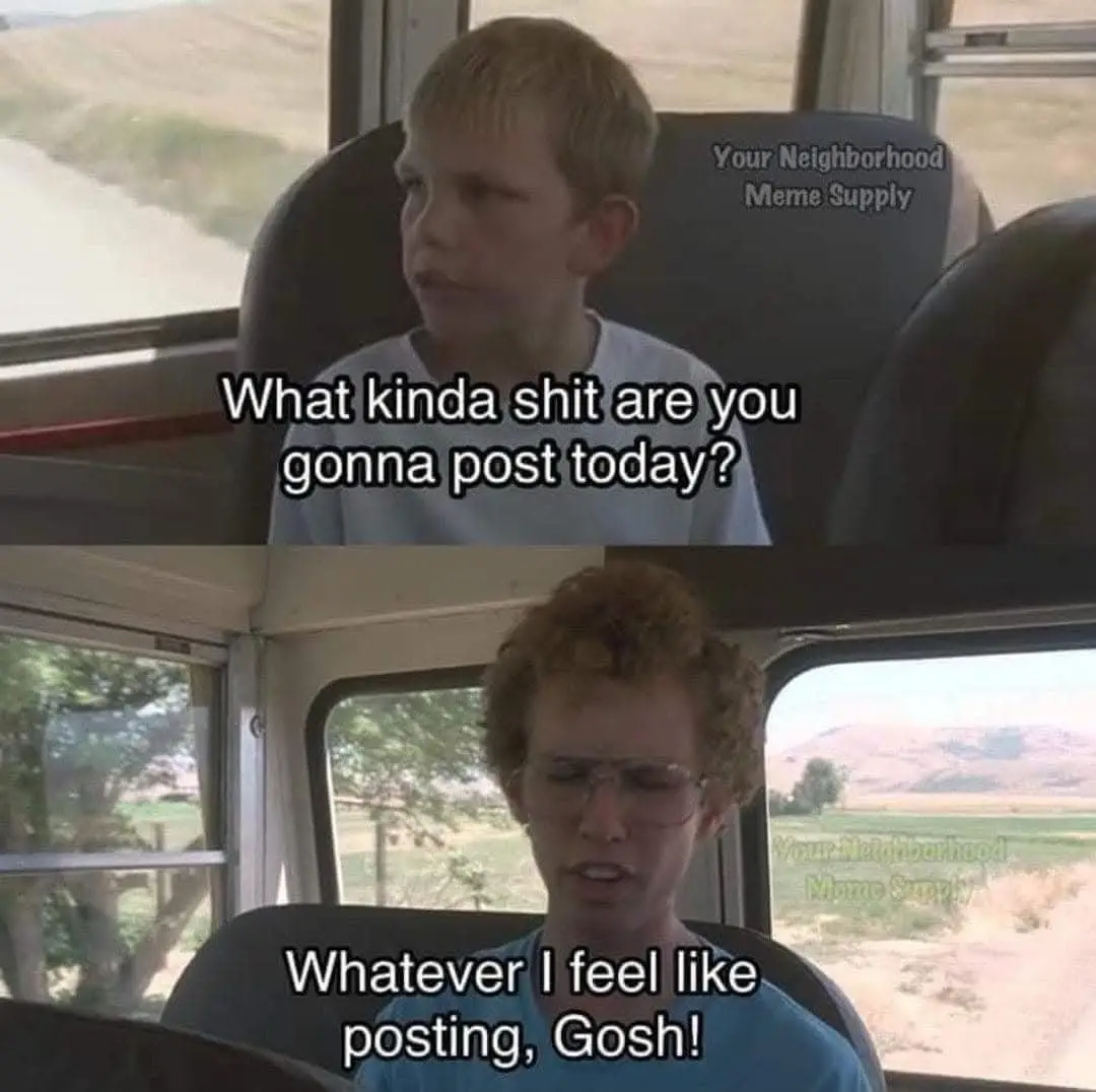 The image is a two-panel meme featuring scenes from a movie. In the top panel, a young boy with blond hair sits on a bus and…