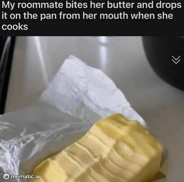 A close-up photo shows a stick of butter resting on crumpled white paper, likely on a kitchen counter. The overlaid text…